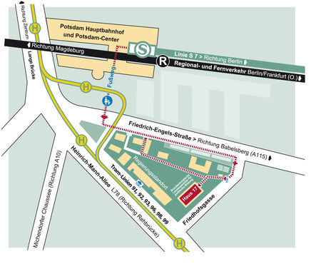 Wegbeschreibung vom Bahnhof zur BLPB