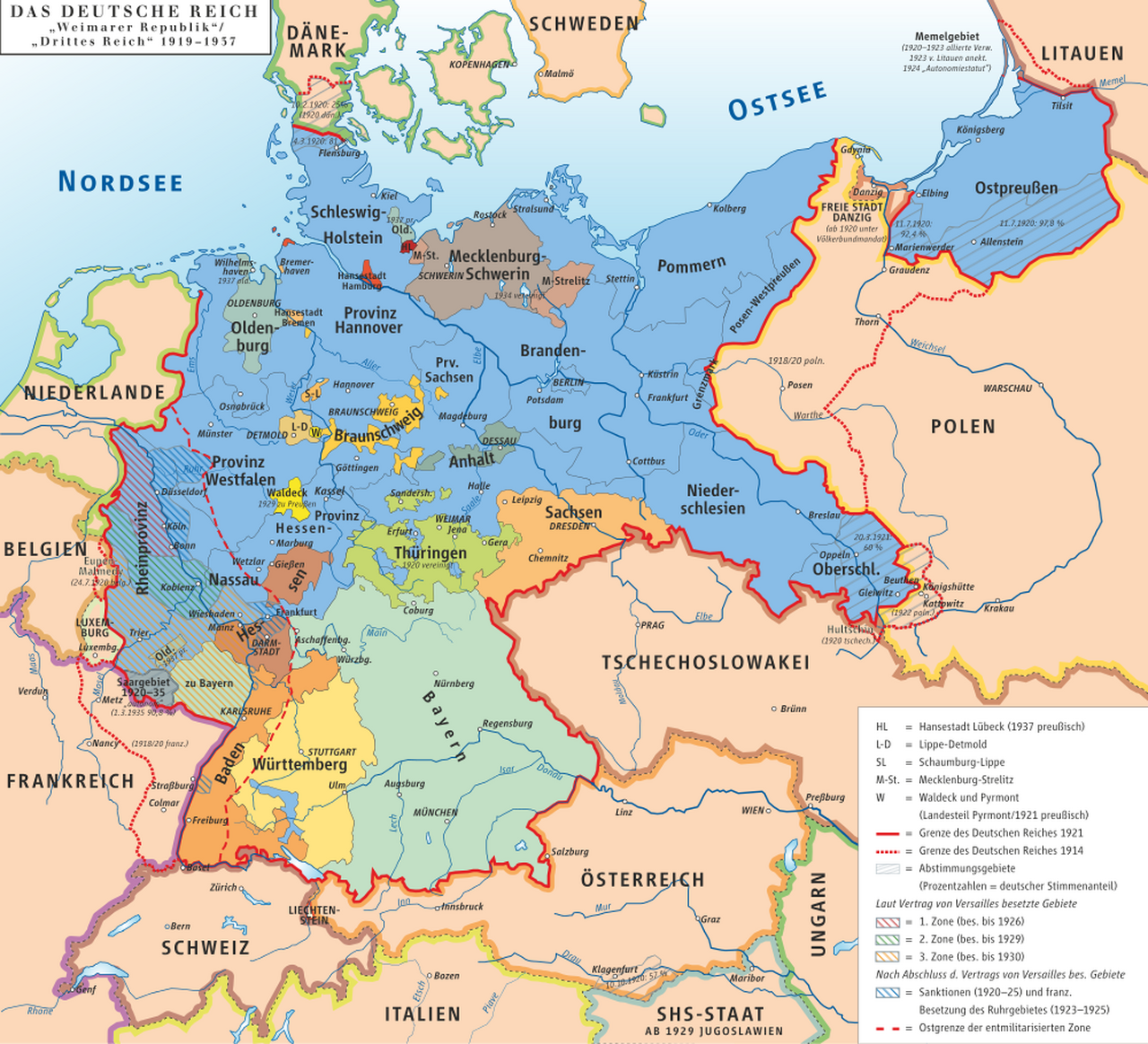 1933 Deutschland Karte : Diercke Weltatlas Kartenansicht Deutschland Im