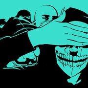 Eine Illustration. Sie zeigt eine Person die eine Maske trägt und sich die Hand vor das Gesicht hält.